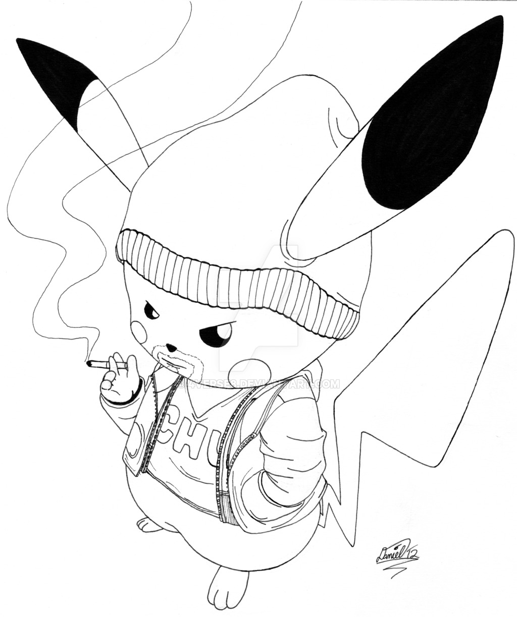 1024x1223 Gangster Pikachu (Ink) By 4verse8