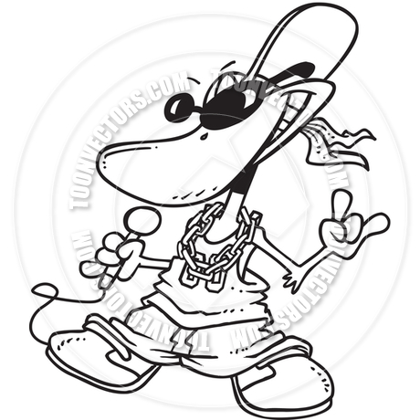460x460 Cartoon Gangster Rapper Duck (Black And White Line Art) By Ron