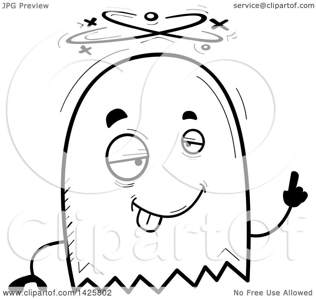 1080x1024 Clipart Of A Cartoon Black And White Doodled Drunk Ghost
