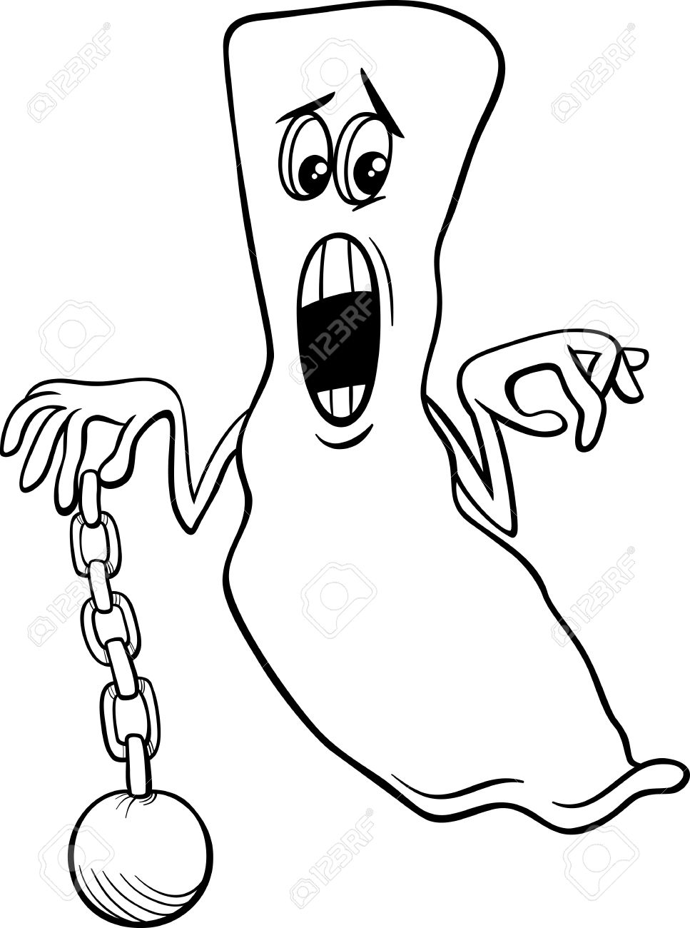 967x1300 Black And White Cartoon Illustration Of Funny Ghost Halloween