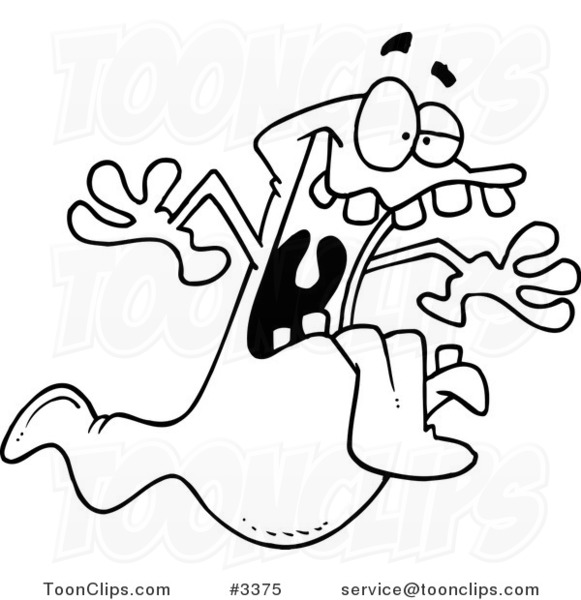 581x600 Cartoon Black And White Line Drawing Of A Spooky Ghost