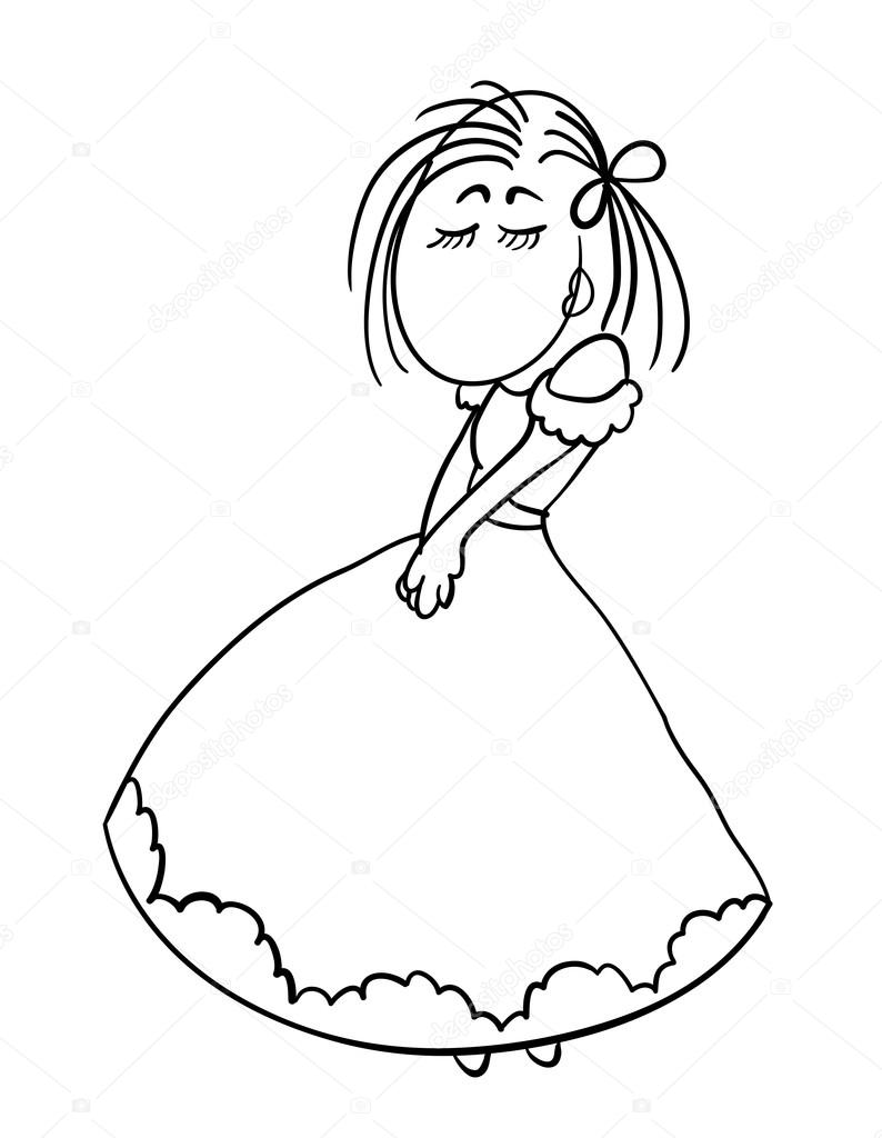 794x1024 Shy Cartoon Girl In A Dress, Vector Stock Vector Wasja