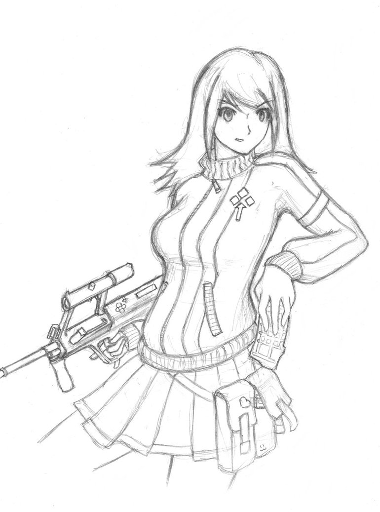 770x1037 Anime Girl With Gun. By The King In Grey