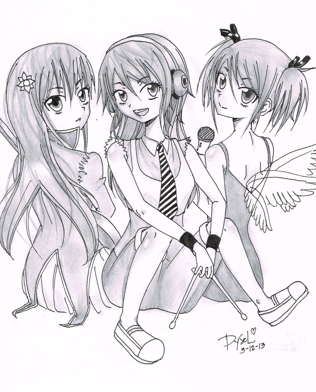 1024x1271 Anime Girls Band Members By Leseyd