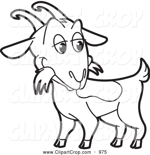 600x620 Clip Art Vector Of A Black And White Goat Clip Art