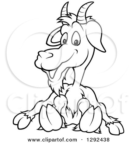 450x470 Clipart Of A Cartoon Happy Goat Sitting On The Ground