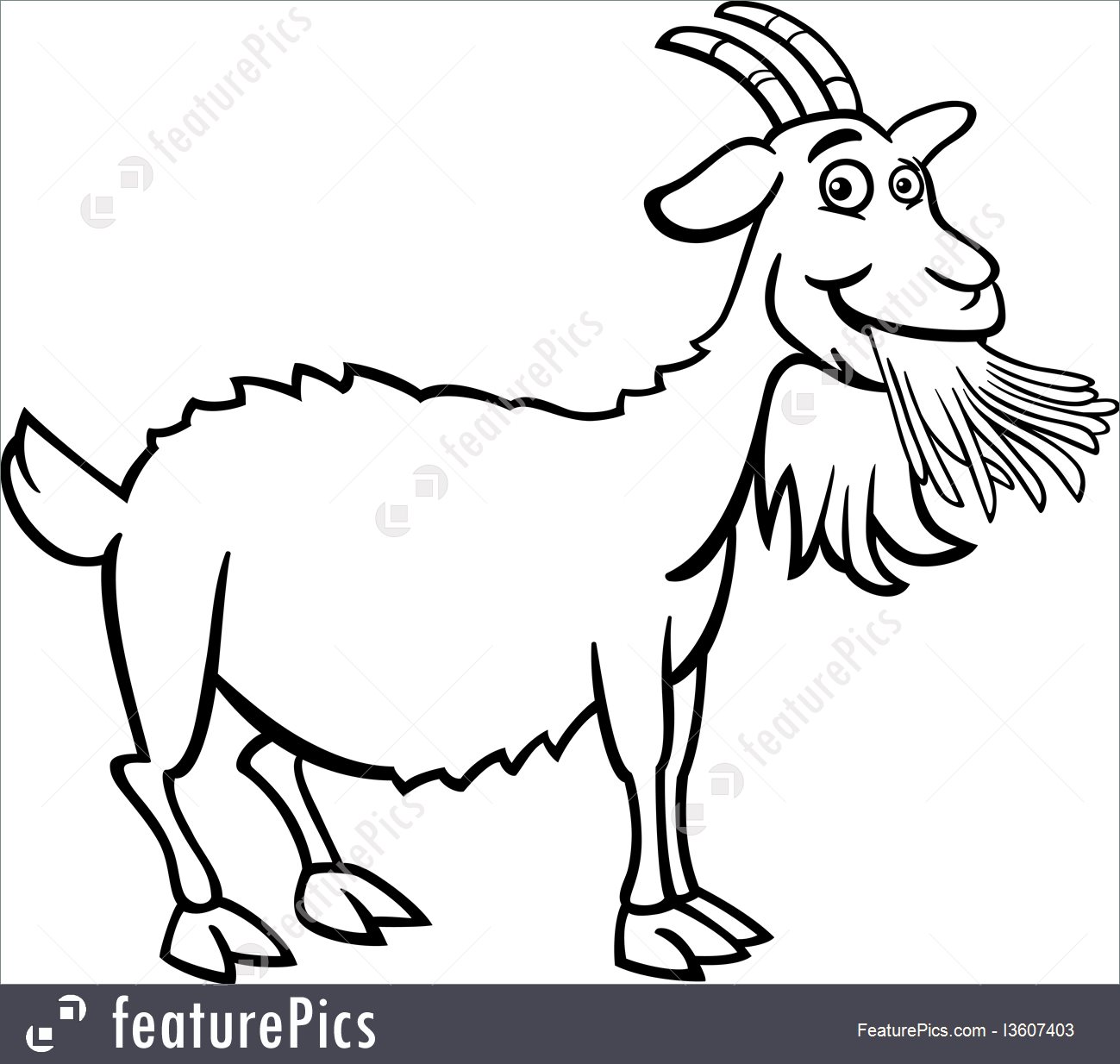 1299x1234 Domestic Animals Farm Goat Cartoon For Coloring Book
