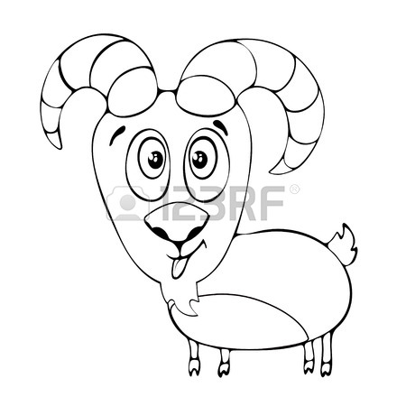 450x450 Cartoon Funny Goat, Painted Character, Isolated On White