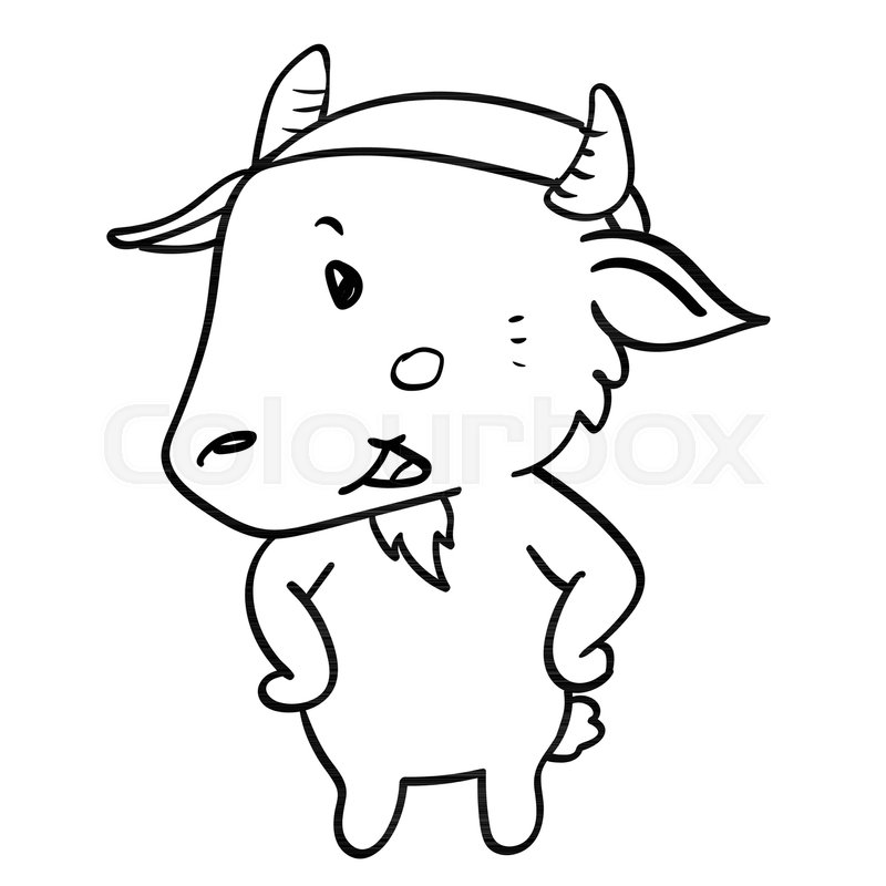 800x800 Hand Drawing Of Standing Goat Cartoon Isolated On White Background