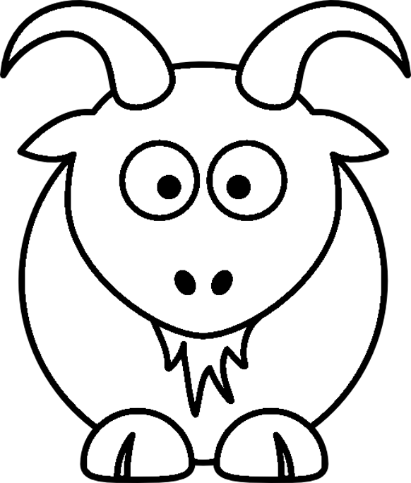 582x684 Cartoon Goat Farm Animal Coloring Page Printout Animals Coloring