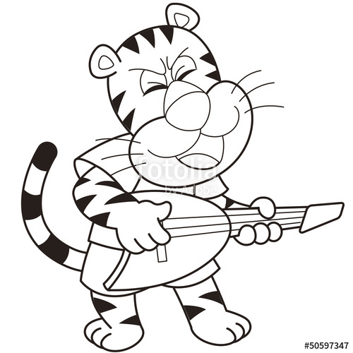 500x500 Cartoon Tiger Playing An Electric Guitar Stock Image And Royalty