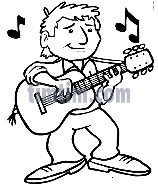 553x651 Free Drawing Of Guitarist Bw From The Category Music Amp Bands