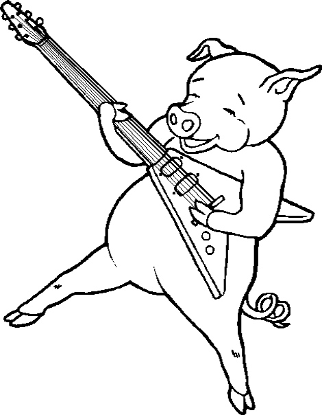 470x604 Pig Play The Guitar Coloring Pages