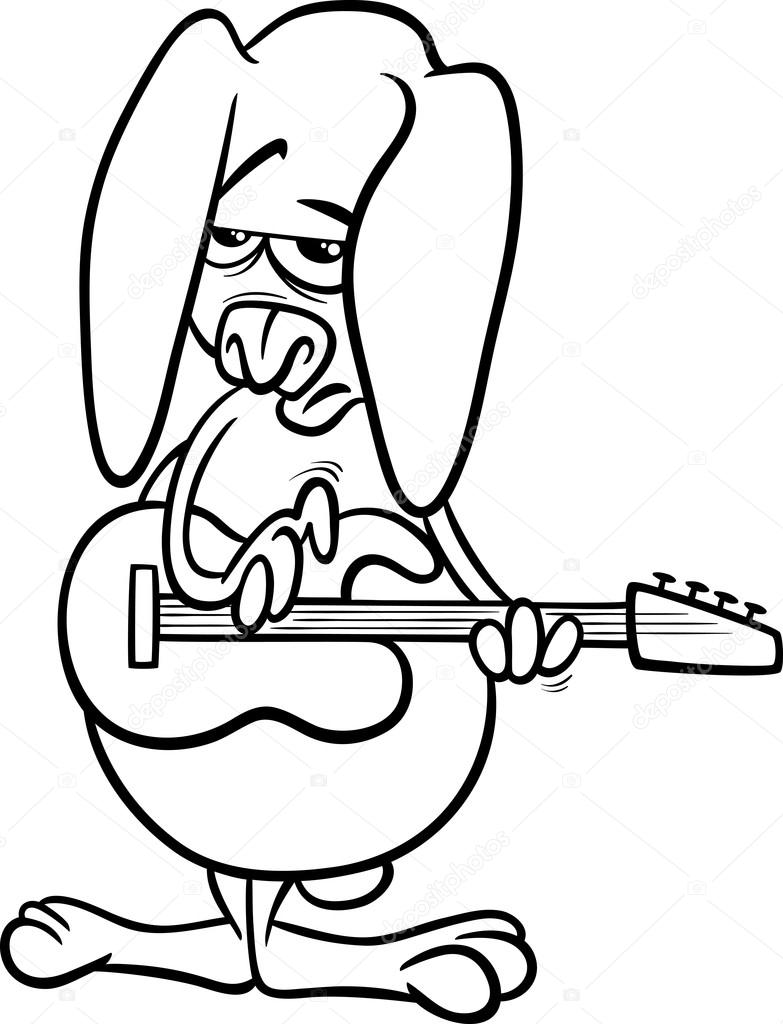 783x1024 Bunny With Guitar Cartoon Coloring Book Stock Vector Izakowski