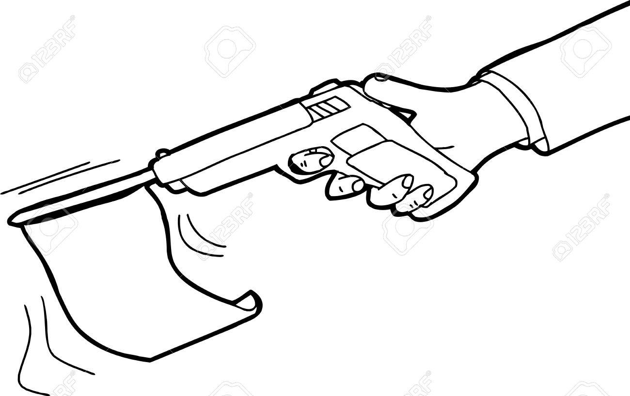 1300x818 Outlined Cartoon Of Flag Shooting Out Of Gun Royalty Free Cliparts