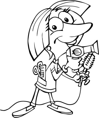 402x480 Cartoon Hair Stylist Coloring Page Free Printable Coloring Pages
