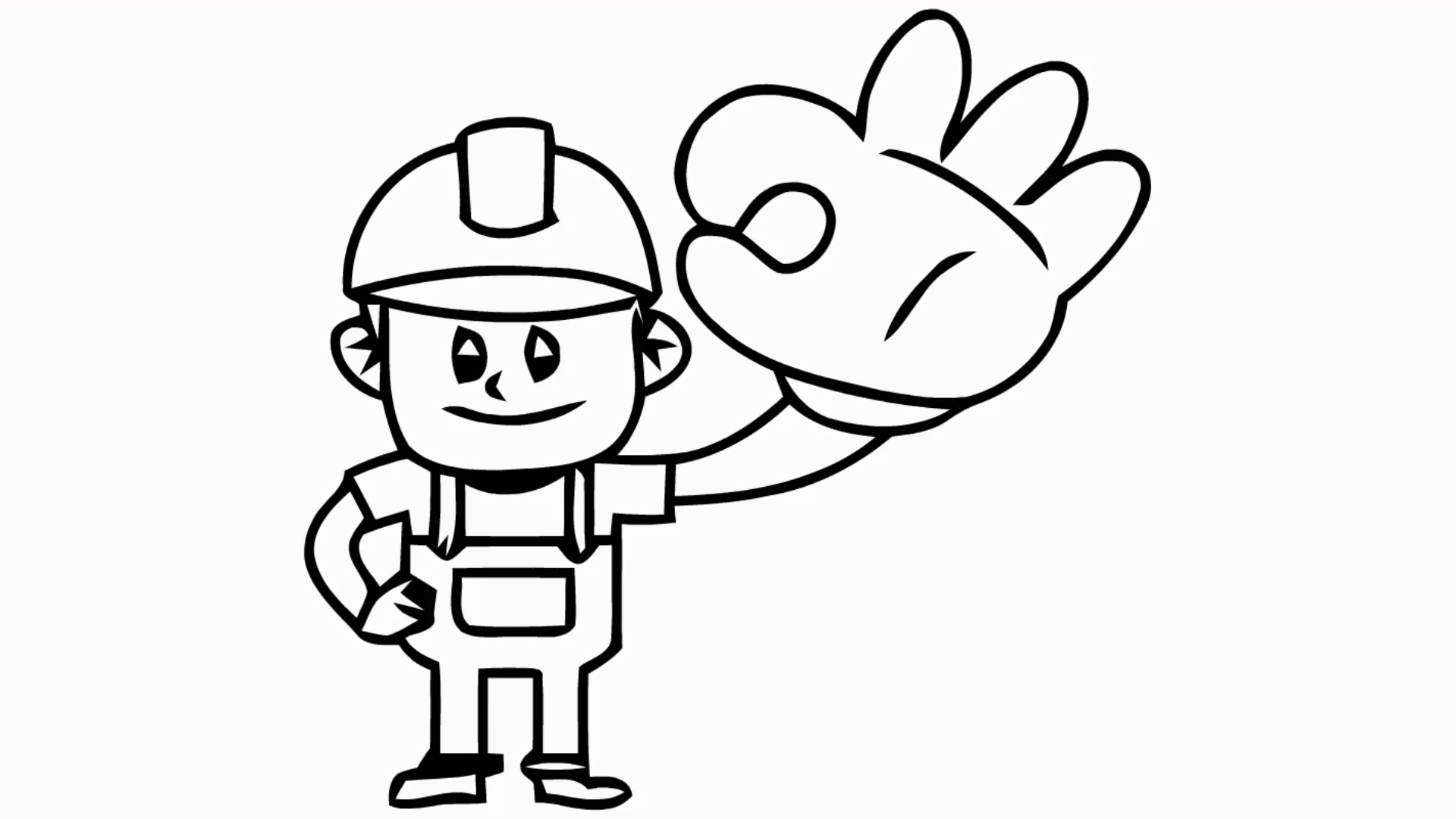 1920x1080 Worker With Big Hand Cartoon Illustration Hand Drawn Animation