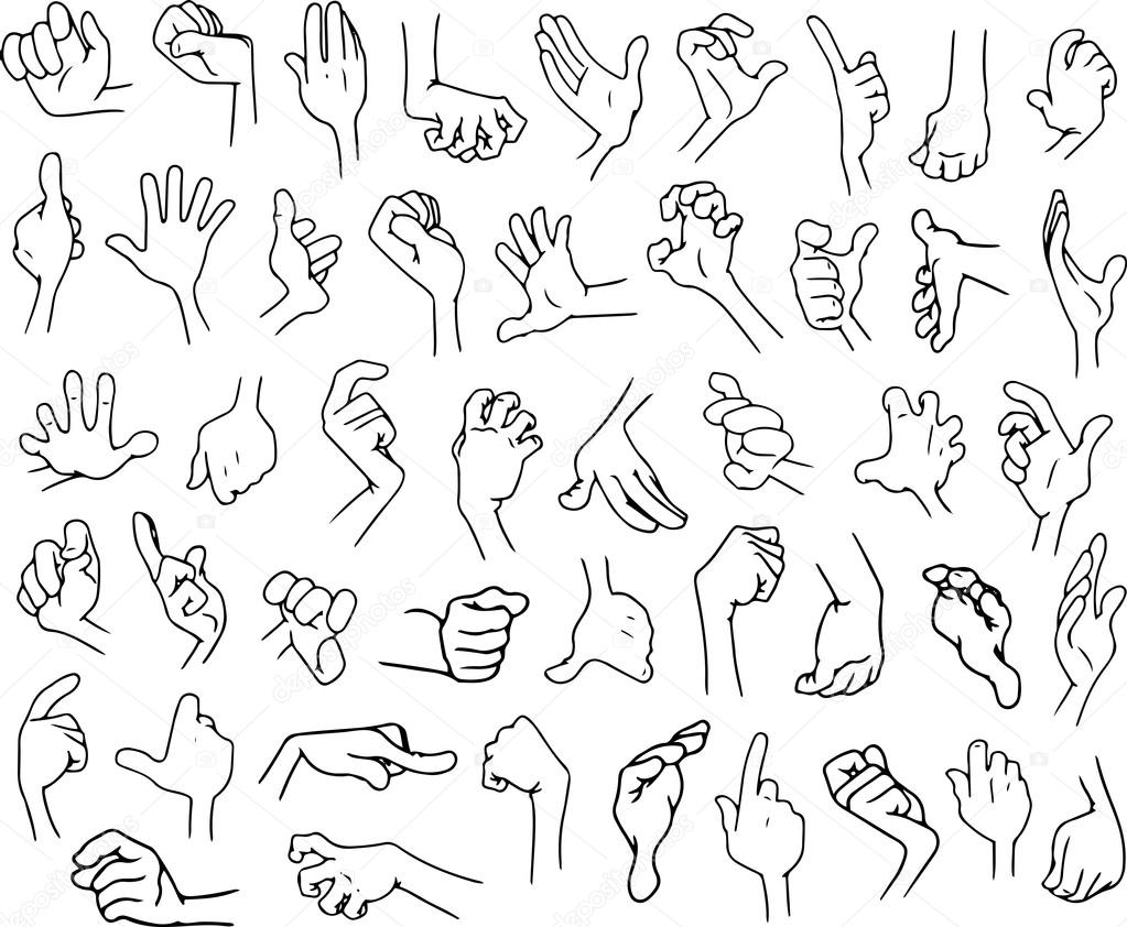 1023x842 Cartoon Hands Pack Lineart 3 Stock Vector Lironpeer