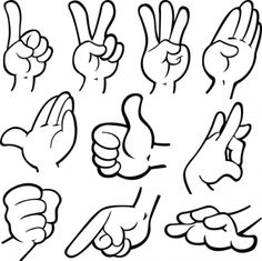 236x235 Cartoon Hands Making Different Gestures. Vector Clip Art