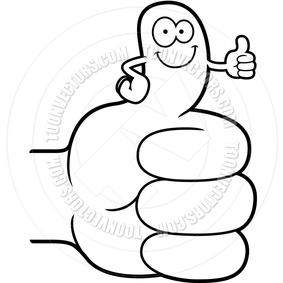 940x940 Cartoon Thumbs Up Hand (Black And White Line Art) By Cory Thoman