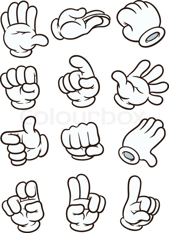 580x800 Cartoon Gloved Hands. Vector Cliprt Illustration. Each In