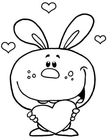 371x480 Cartoon Rabbit With Heart Coloring Page Free Printable Coloring