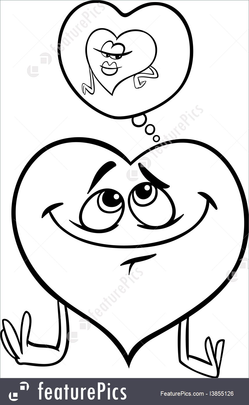 857x1392 Heart In Love Cartoon Coloring Page Illustration