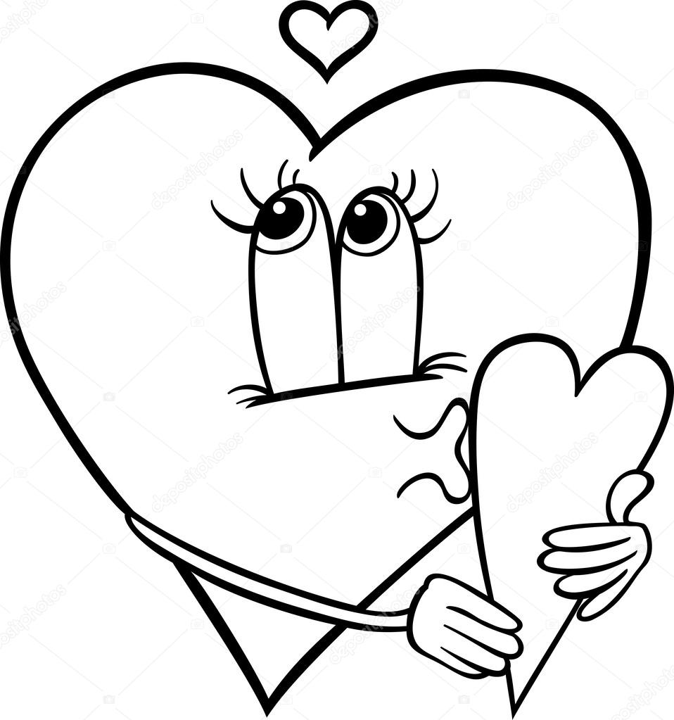 958x1023 Heart With Valentine Card Coloring Page Stock Vector Izakowski
