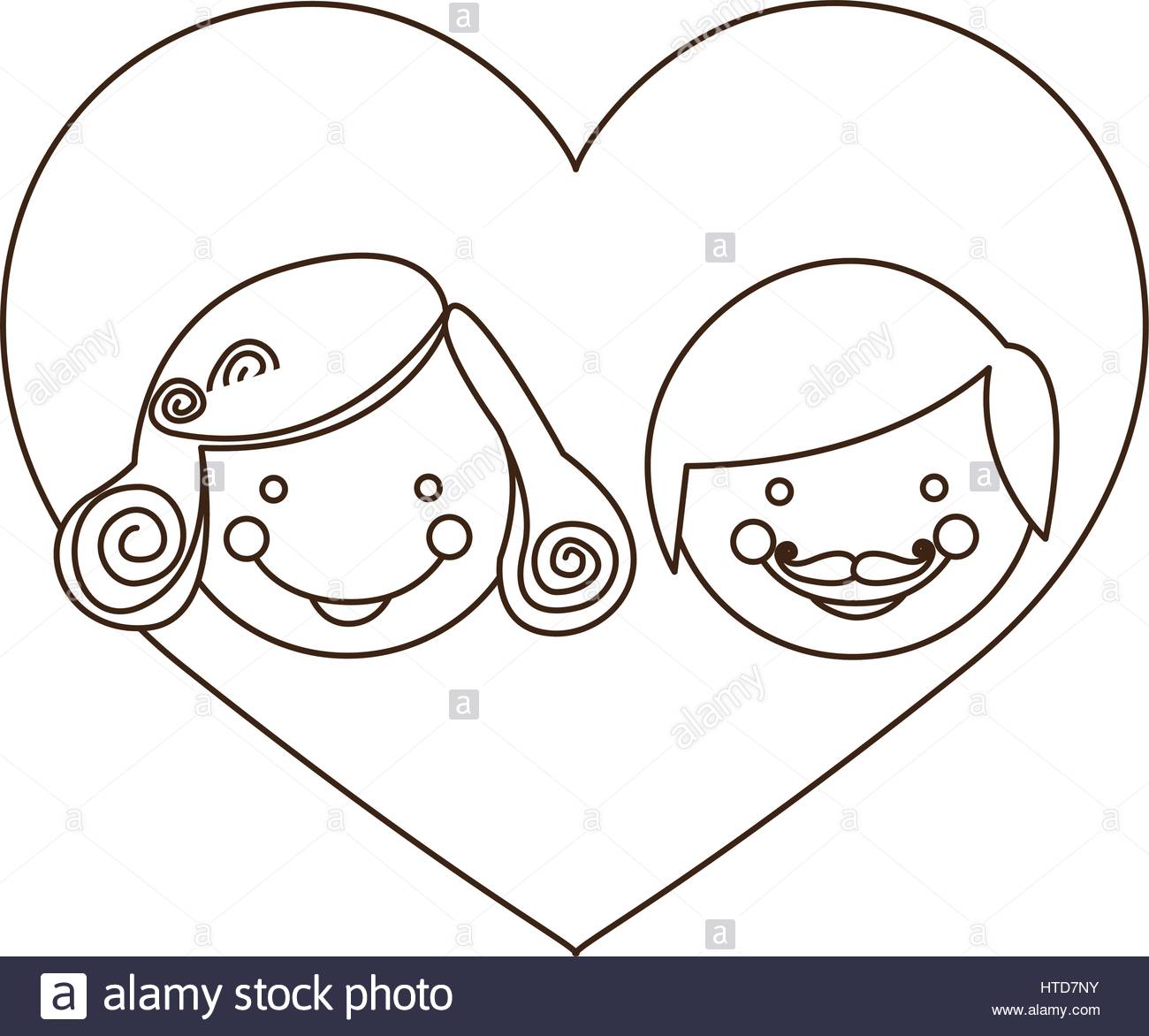 1300x1172 Sketch Silhouette Cartoon Heart With Parents Face Stock Vector Art