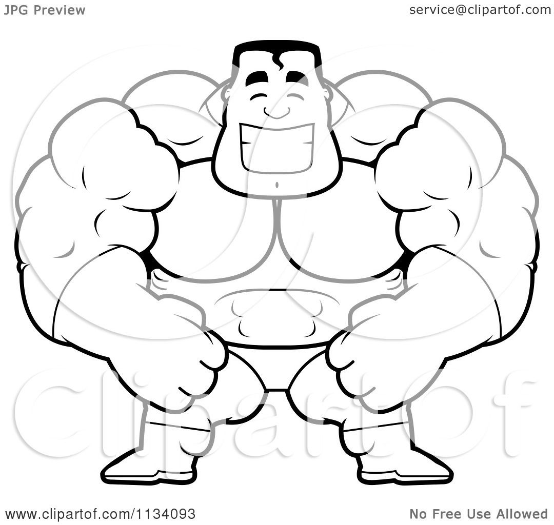 1080x1024 Cartoon Clipart Of An Outlined Happy Buff Super Hero Guy