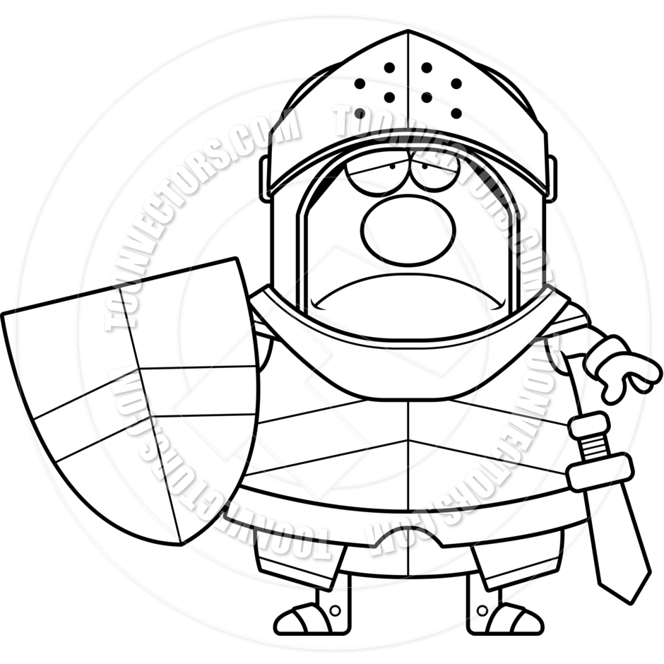 940x940 Cartoon Hero Knight Sad (Black And White Line Art) By Cory Thoman