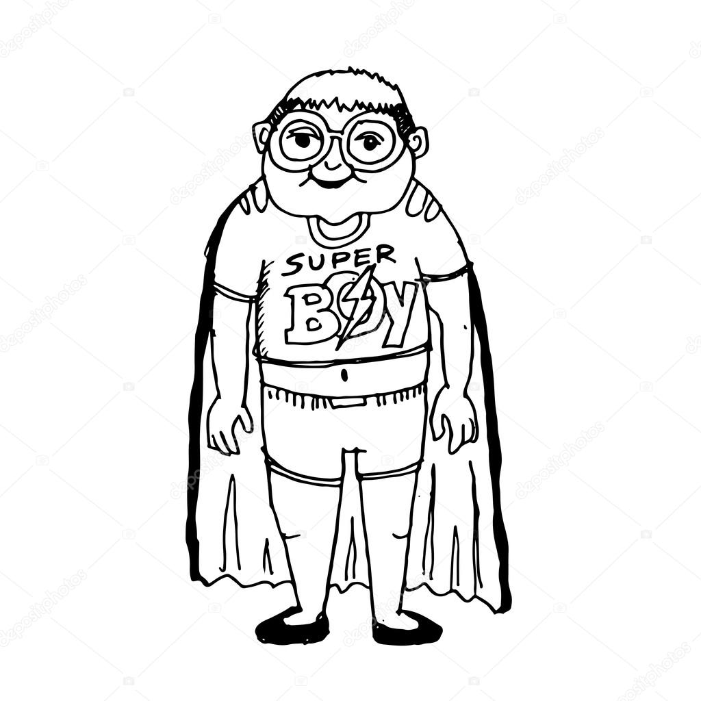 1024x1024 Doodle Kid Super Hero Cartoon Icon Stock Vector Porjai
