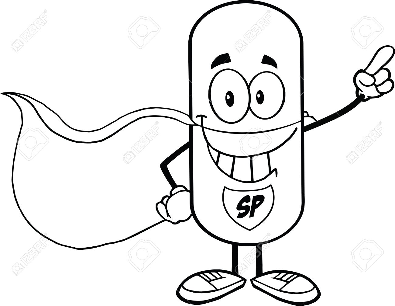1300x1006 Black And White Pill Capsule Super Hero Cartoon Character Royalty