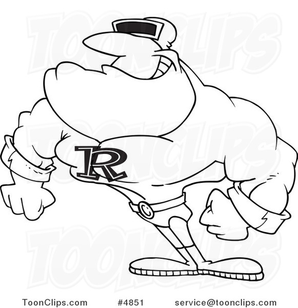 581x600 Cartoon Black And White Line Drawing Of A Ray Guy Super Hero