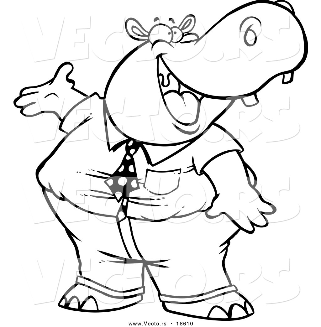 1024x1044 Vector Of A Cartoon Business Hippo Presenting