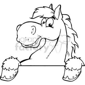 300x300 Royalty Free Black And White Outline Of A Cartoon Horse 383307