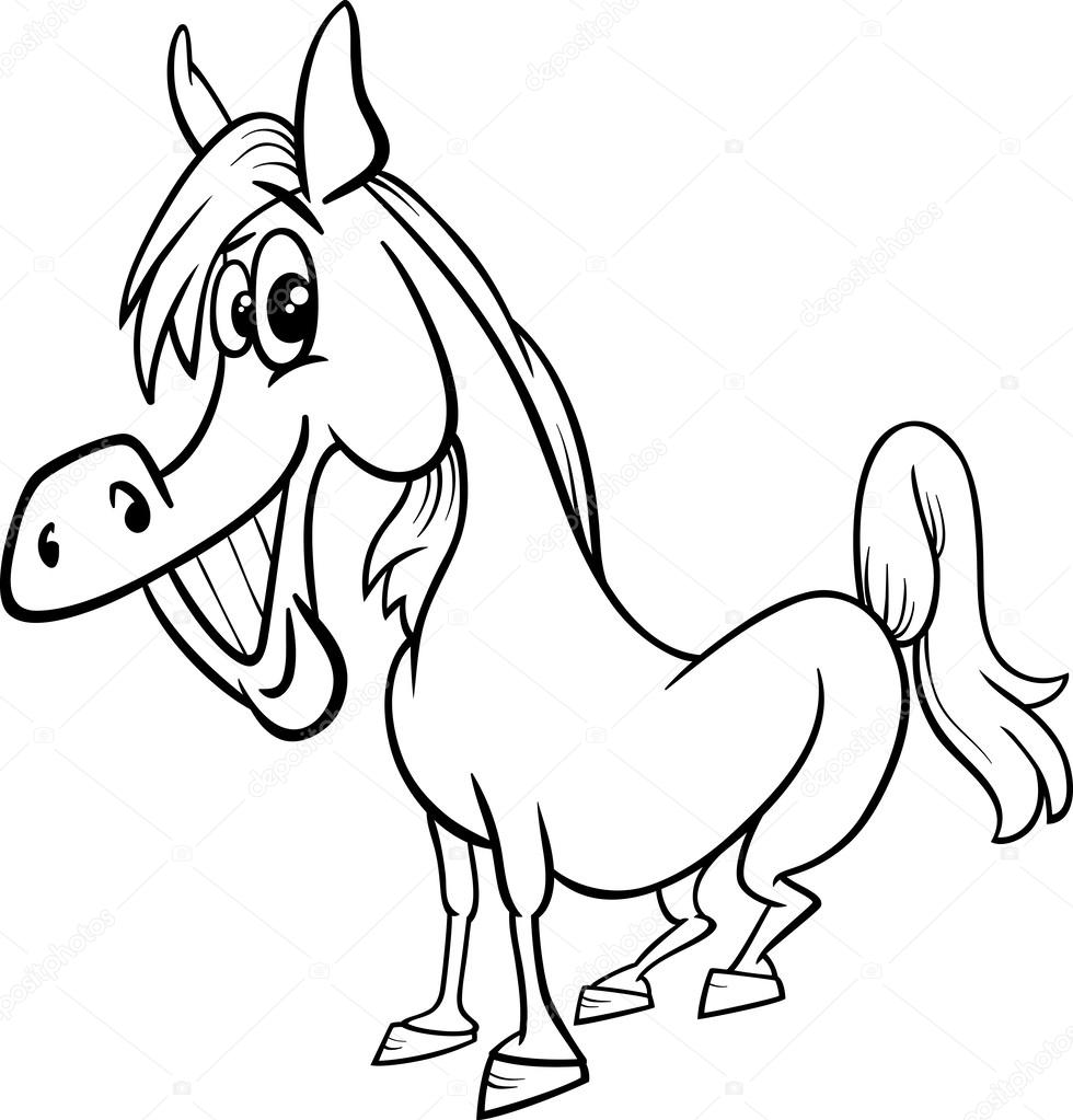 980x1023 Farm Horse Cartoon Coloring Page Stock Vector Izakowski