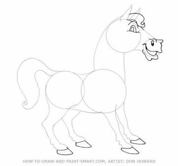 360x337 Cartoon Horse Drawing Step By