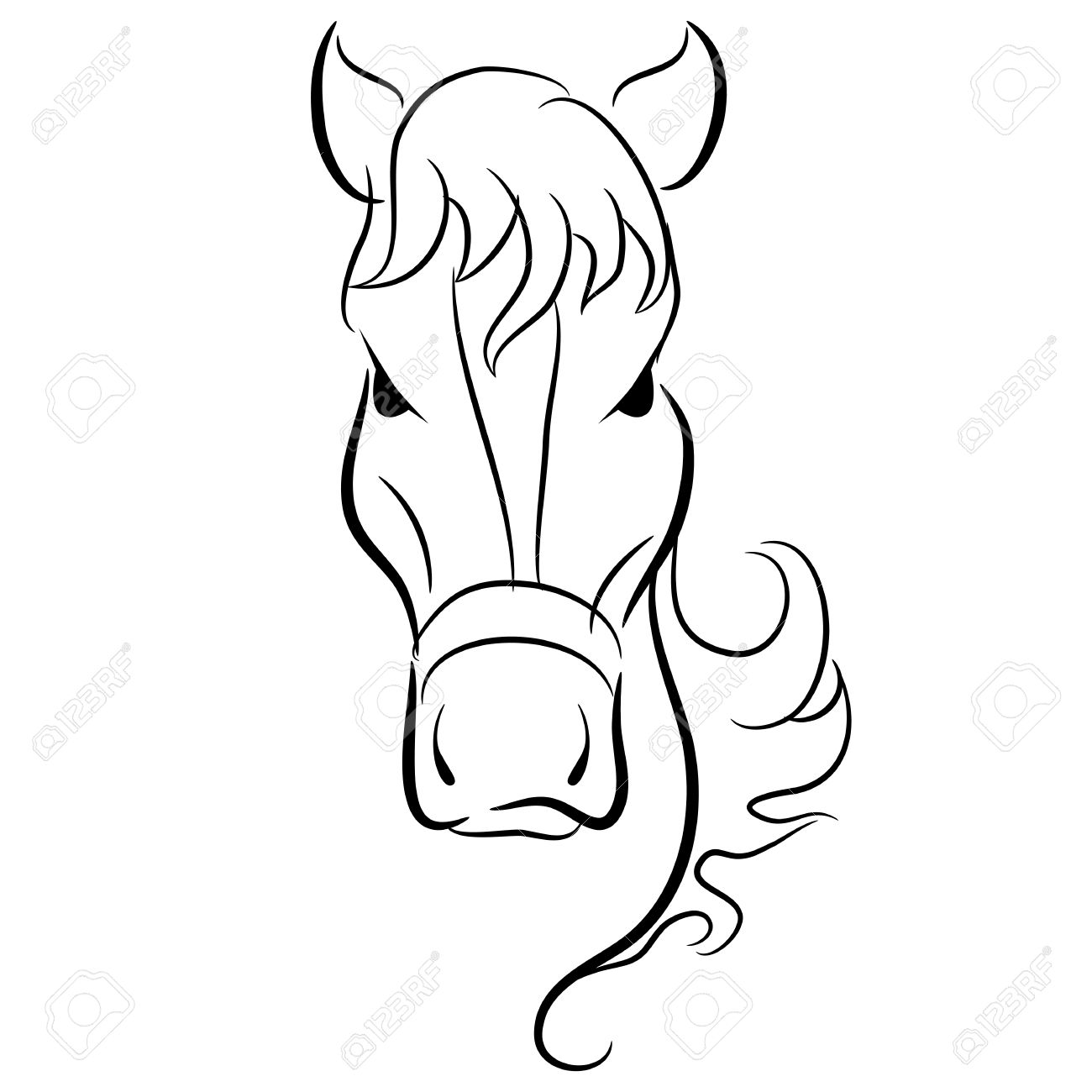 1300x1300 An Image Of A Simple Drawing Of A Horse Head. Royalty Free