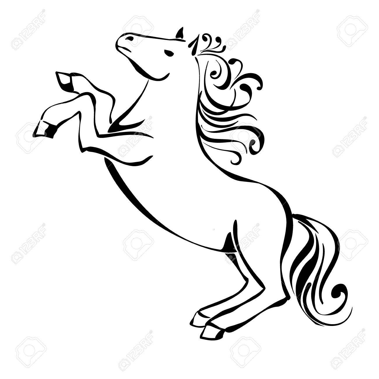 1300x1300 Horse Sketch Hands Drawing Vector Illustration Royalty Free