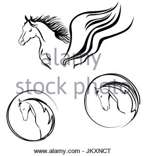 300x320 Horse Head Painting. Wild Animal Sign Stock Vector Art