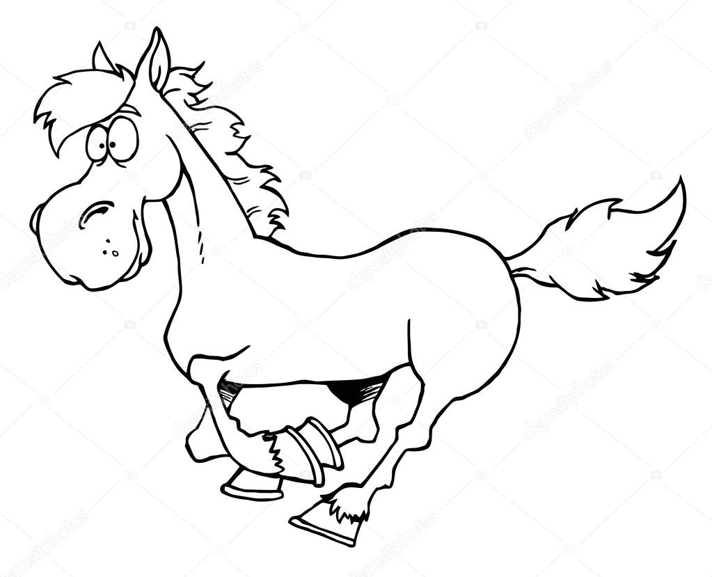 1023x829 Outlined Cartoon Horse Running Stock Photo Hittoon