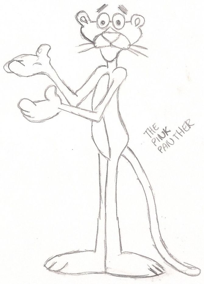 670x931 How To Draw The Pink Panther 11 Steps (With Pictures)