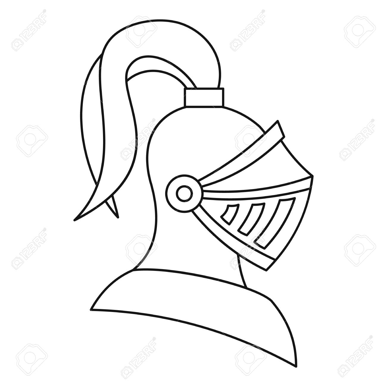 1300x1300 Medieval Knight Helmet Icon In Outline Style On A White Background