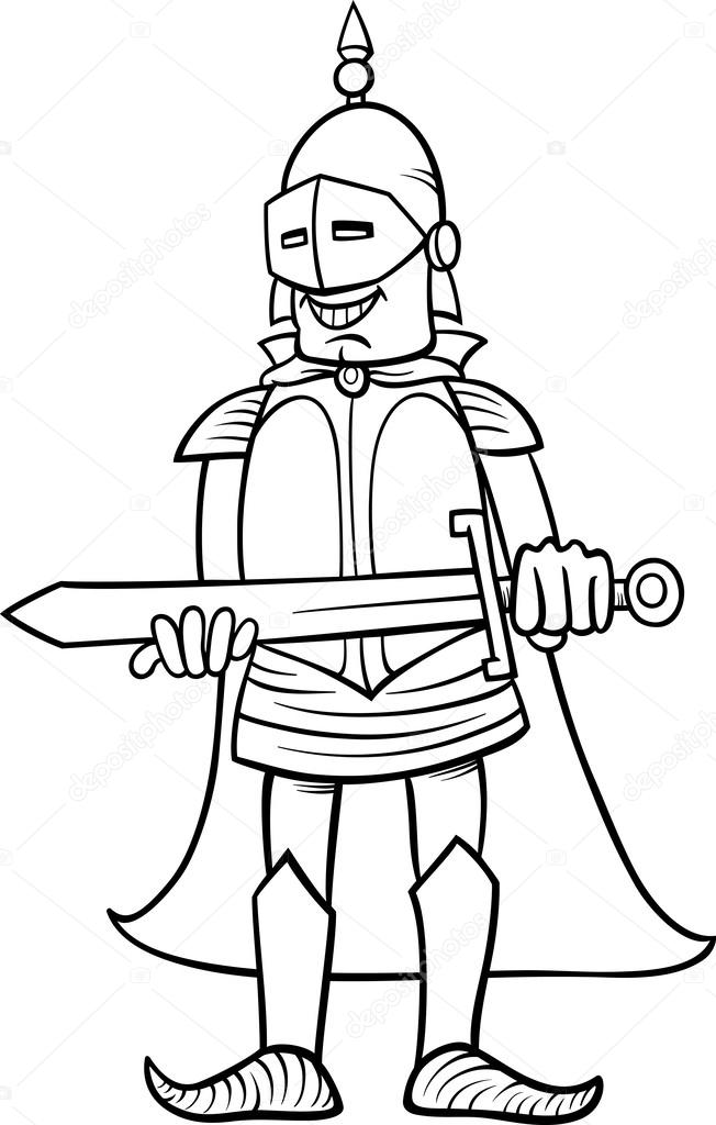 652x1024 Knight With Sword Cartoon Coloring Page Stock Vector Izakowski