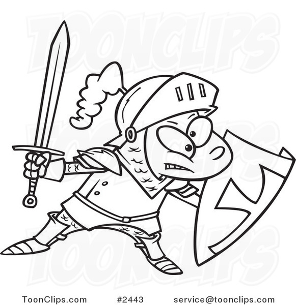 581x600 Cartoon Black And White Line Drawing Of A Knight Boy