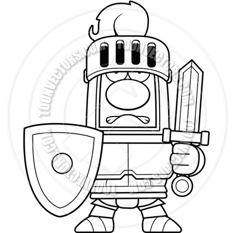 460x460 Cartoon Knight In Armor (Black And White Line Art) By Cory Thoman