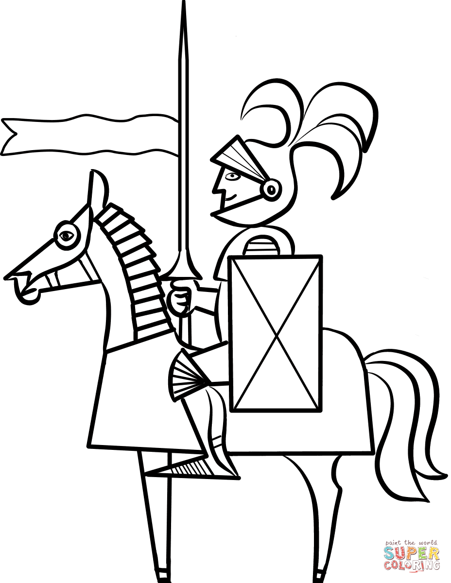928x1200 Cartoon Knight On Horse Coloring Page Free Printable Coloring Pages