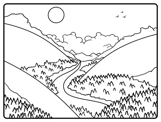 540x411 Black And White Drawing Of A Cartoon Valley Drawing And Painting
