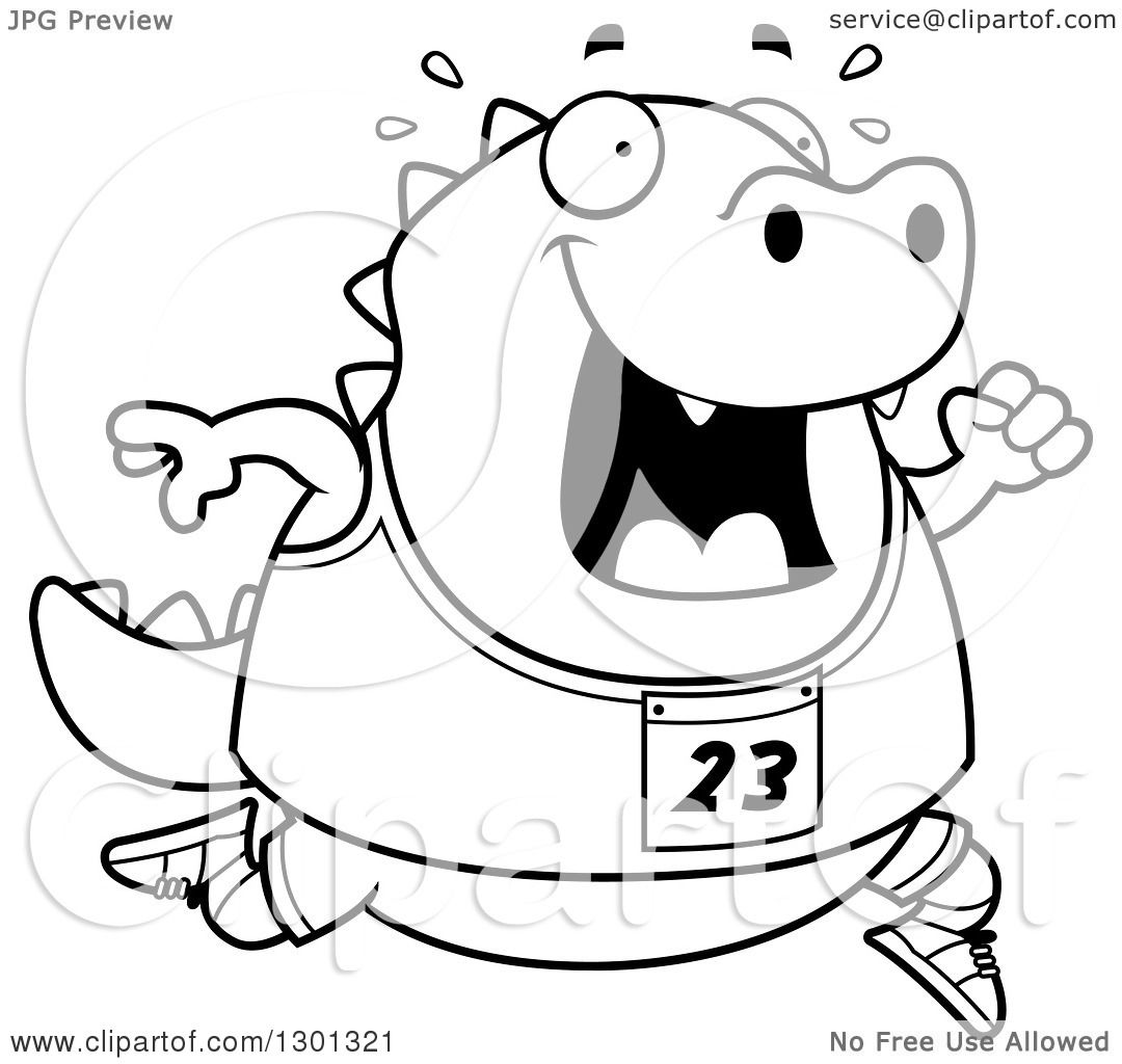 1080x1024 Outline Clipart Of A Cartoon Black And White Sweaty Chubby Lizard